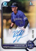 2022 Bowman Draft Chrome Draft Pick Autographs #CDARR Ryan Ritter Refractor Baseball Card