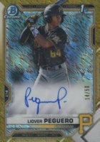 2021 Bowman Chrome Prospect Autographs #CPALP Liover Peguero Gold Shimmer Refractor Baseball Card