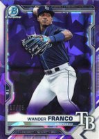 2021 Bowman Chrome Sapphire Edition Prospects #BCP240 Wander Franco Purple Baseball Card