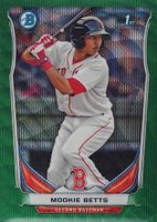 2014 Bowman Prospects  #BCP109 Mookie Betts Chrome-Green Wave Refractor Baseball Card