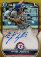 2023 Bowman Draft Chrome Prospect Autograph #CDAWL Wyatt Langford Gold Refractor Baseball Card