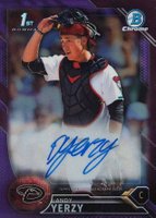 2016 Bowman Draft Chrome Draft Picks Autographs #CDAAY Andy Yerzy Purple Refractor Baseball Card