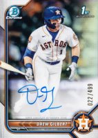 2022 Bowman Draft Chrome Draft Pick Autographs #CDADG Drew Gilbert Refractor Baseball Card