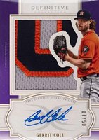 2020 Topps Definitive Collection Autograph Relic Collection  #ARCGC Gerrit Cole Purple Baseball Card