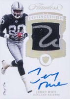 2017 Panini Flawless Distinguished Patch Autographs #DI-RI Jerry Rice Platinum 1/1 Football Card