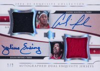 2004 Upper Deck Exquisite Collection Extra Exquisite Jerseys Autographs #A2E-IE Andre Iguodala/Julius Erving Basketball Card