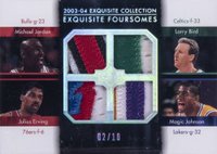 2003 Upper Deck Exquisite Collection Foursomes #JBEJ Julius Erving/Larry Bird/Magic Johnson/Michael Jordan Basketball Card