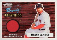 2004 Bowman Heritage Threads of Greatness #TG-MR Manny Ramirez Baseball Card