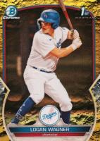 2023 Bowman Chrome Prospects #BCP36 Logan Wagner Yellow Lunar Crater Refractor Baseball Card