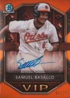 2025 Bowman Very Important Prospects Autographs #VIPSB Samuel Basallo Orange Refractor Baseball Card
