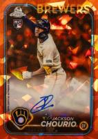 2024 Topps Chrome Sapphire Update Series Chrome Sapphire Autographs #JC Jackson Chourio Orange Baseball Card