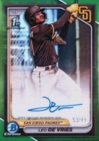 2024 Bowman Chrome Prospect Autographs #CPALD Leo de Vries Green Refractor Baseball Card