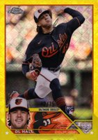 2023 Topps Chrome Logofractor Edition #10 DL Hall Yellow Refractor Baseball Card