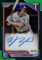 2024 Bowman Chrome Prospect Autographs #CPAWLA Wyatt Langford Green Refractor Baseball Card