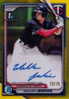 2024 Bowman Chrome Prospect Autographs #CPAWJ Walker Jenkins Yellow Refractor Baseball Card