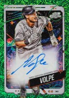 2024 Topps Chrome Cosmic Cosmic Chrome Autographs #AV Anthony Volpe Green Space Dust Refractor Baseball Card