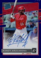 2020 Panini Donruss Optic Rated Rookies Signatures #RRSRA Randy Arozarena Purple Baseball Card
