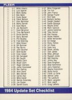 1984 Fleer Update #U-132 Checklist 1-132 Baseball Card