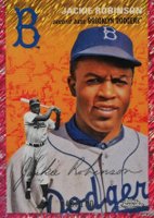 2023 Topps Chrome Platinum Anniversary #426 Jackie Robinson Platinum Toile Cream/Fuchsia Lava Refractor Baseball Card