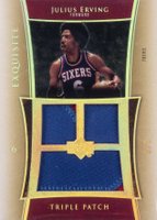 2004 UD Exquisite Collection Triple Patch #E3PJE Julius Erving Gold Basketball Card