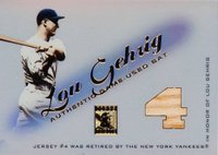 2001 Topps Tribute Game-Used Bat #RBLG Lou Gehrig Baseball Card