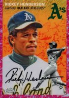2023 Topps Chrome Platinum Anniversary #483 Rickey Henderson Platinum Toile Cream/Fuchsia Lava Refractor Baseball Card