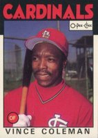 1986 O-Pee-Chee #370 Vince Coleman Baseball Card