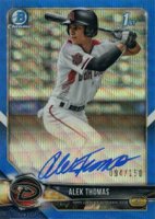 2018 Bowman Draft Chrome Draft Picks Autographs #CDAAT Alek Thomas Blue Wave Refractor Baseball Card