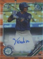 2019 Bowman Chrome Prospects Autographs #CPANMA Noelvi Marte Orange Refractor Baseball Card