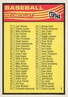 1984 Donruss #1 Checklist 27-130 Baseball Card