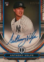 2023 Topps Tribute Tribute Autograph #TAAV Anthony Volpe Blue Baseball Card