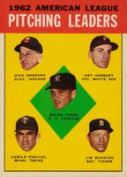 1963 Topps #8 A.L. Pitching Leaders Baseball Card