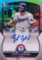 2023 Bowman Draft #BDC106 Wyatt Langford Chrome-SP-Autograph Baseball Card