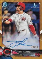 2018 Bowman Draft Chrome Draft Picks Autographs #CDAJI Jonathan India Gold Wave Refractor Baseball Card