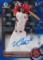 2022 Bowman Draft Chrome Draft Pick Autographs #CDAVS Victor Scott II Blue Refractor Baseball Card