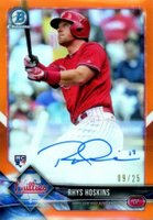 2018 Bowman Rookie Autographs Chrome #RH Rhys Hoskins Orange Refractor Baseball Card