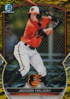 2023 Bowman Chrome Prospects #BCP20 Jackson Holliday Yellow Lunar Crater Refractor Baseball Card