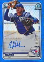 2020 Bowman Chrome Prospect Autographs #CPAGM Gabriel Moreno Blue Refractor Baseball Card