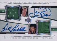 2004 Upper Deck Exquisite Collection Extra Exquisite Jerseys Autographs #A2E-BR Larry Bird/Bill Russell Basketball Card