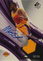 2004 SP Authentic Autograph Authentic Fabric #AAFMA Magic Johnson Basketball Card
