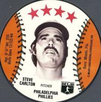 1976 Isaly's Sweet William Disc # Steve Carlton Baseball Card