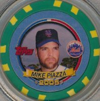 2005 Topps Pack Wars Collector Chips # Mike Piazza Green Baseball Card