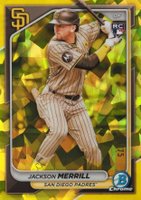 2024 Bowman Chrome Sapphire Edition #27 Jackson Merrill Yellow Baseball Card