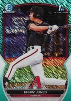 2023 Bowman Chrome Prospects #BCP25 Druw Jones Aqua Shimmer Refractor Baseball Card