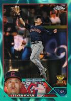 2023 Topps Chrome #107 Steven Kwan Aqua Lava Refractor Baseball Card