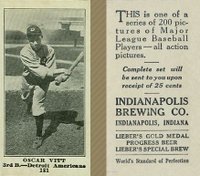 1916 Indianapolis Brewing #181 Oscar Vitt Baseball Card