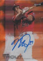 2016 Finest Autographs #FA-MT Mike Trout Orange Refractor Baseball Card