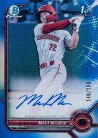 2022 Bowman Chrome Prospect Autographs #CPAMM Matt Mclain Blue Refractor Baseball Card