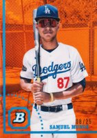 2022 Bowman Heritage Chrome Prospects #149 Samuel Munoz Orange Refractor Baseball Card