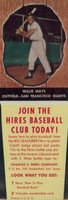 1958 Hires Root Beer #25 Willie Mays With Tab Baseball Card
